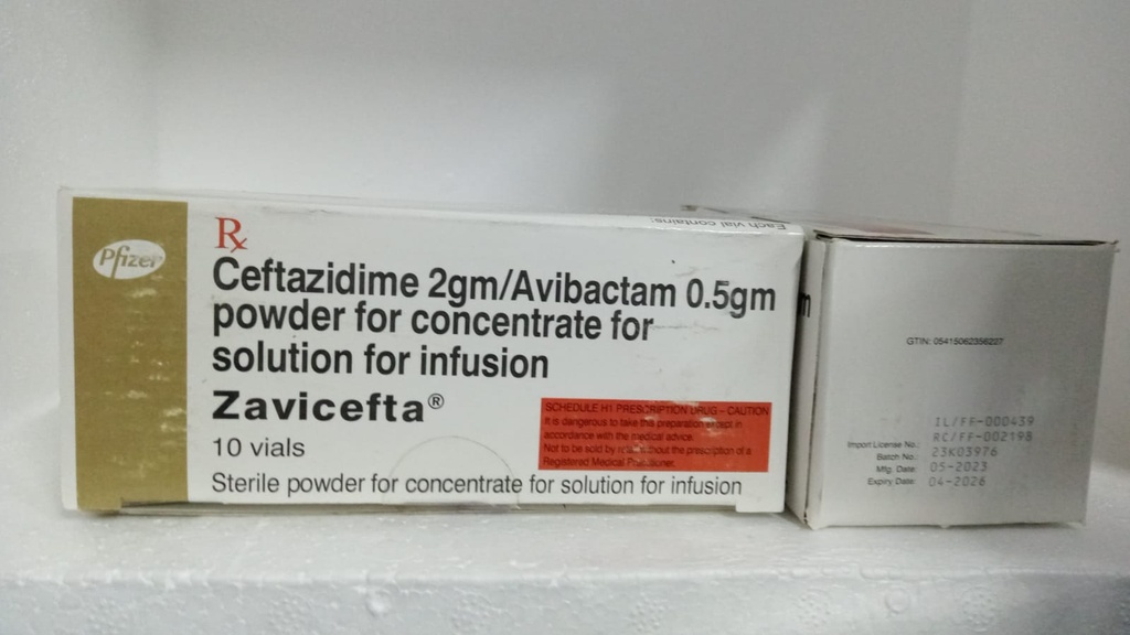 CEFTAZIDIME 2 MG/AVIBACTAM0.5 MG (ZAVICEFTA) 10 VIALES -PFIZER IMPORTADA
