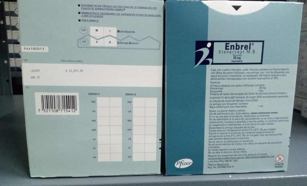 ETANERCEPT M.B 25 MG (ENBREL 25 MG NACIONAL )- PFIZER