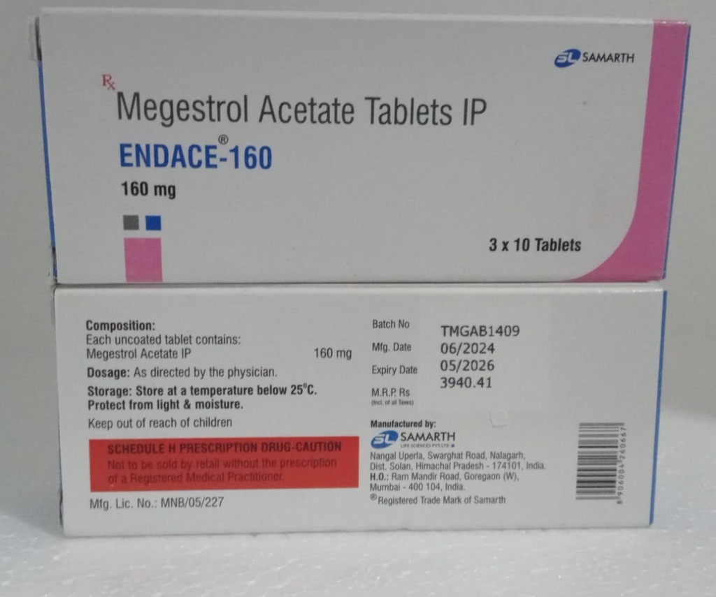 MEGESTROL ACETATE 160MG (ENDACE)SAMARTH  IMPORTADO