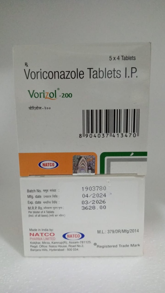 VORICONAZOLE TABL IP200mg  (VORIZOL)- NATCO  IMPORTADO