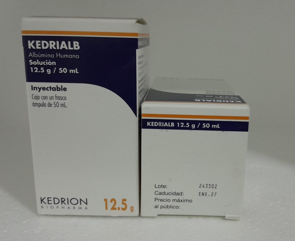 ALBÚMINA HUMANA SOLUCIÓN 12.5G / 50ML (KEDRIALB 12.5 G) - KEDRION BIOPHARMA