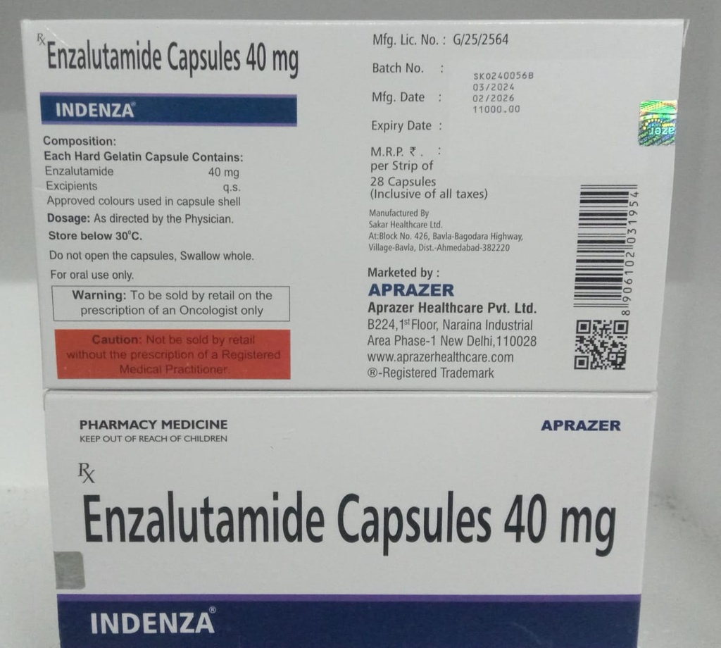 ENZALUTAMIDE 40MG (INDEZA) IMPORTADA INDIA