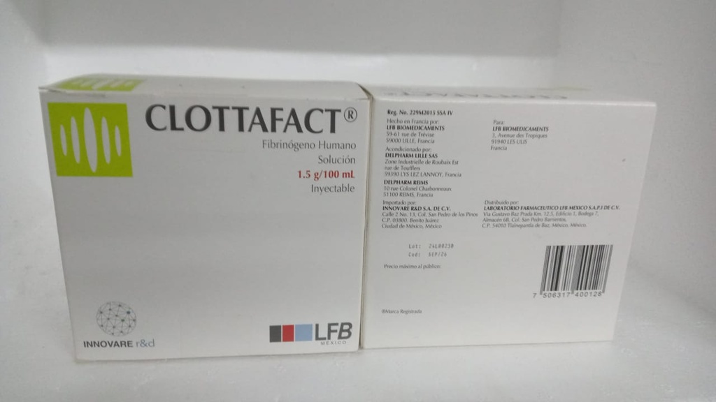 fibrinogeno humano 1.5g/100ml (CLOTTAFACT) 