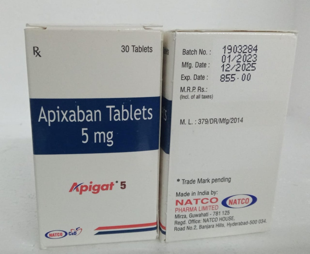 APIXABAN 5MG 30 TABL (APIGAT ) -NATCO IMPORTADO E.U.A
