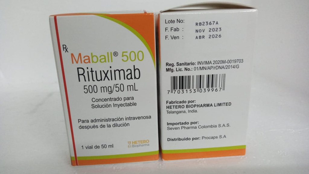 RITUXIMAB 500MG / 50ML MABALL 500 MG - HETERO Biopharma NACIONAL